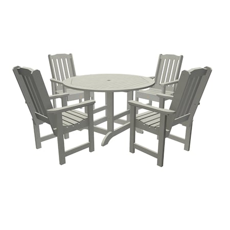 Highwood Usa Lehigh 5pc Round Outdoor Patio Furniture Dining Set AD-DNL48-CGE
